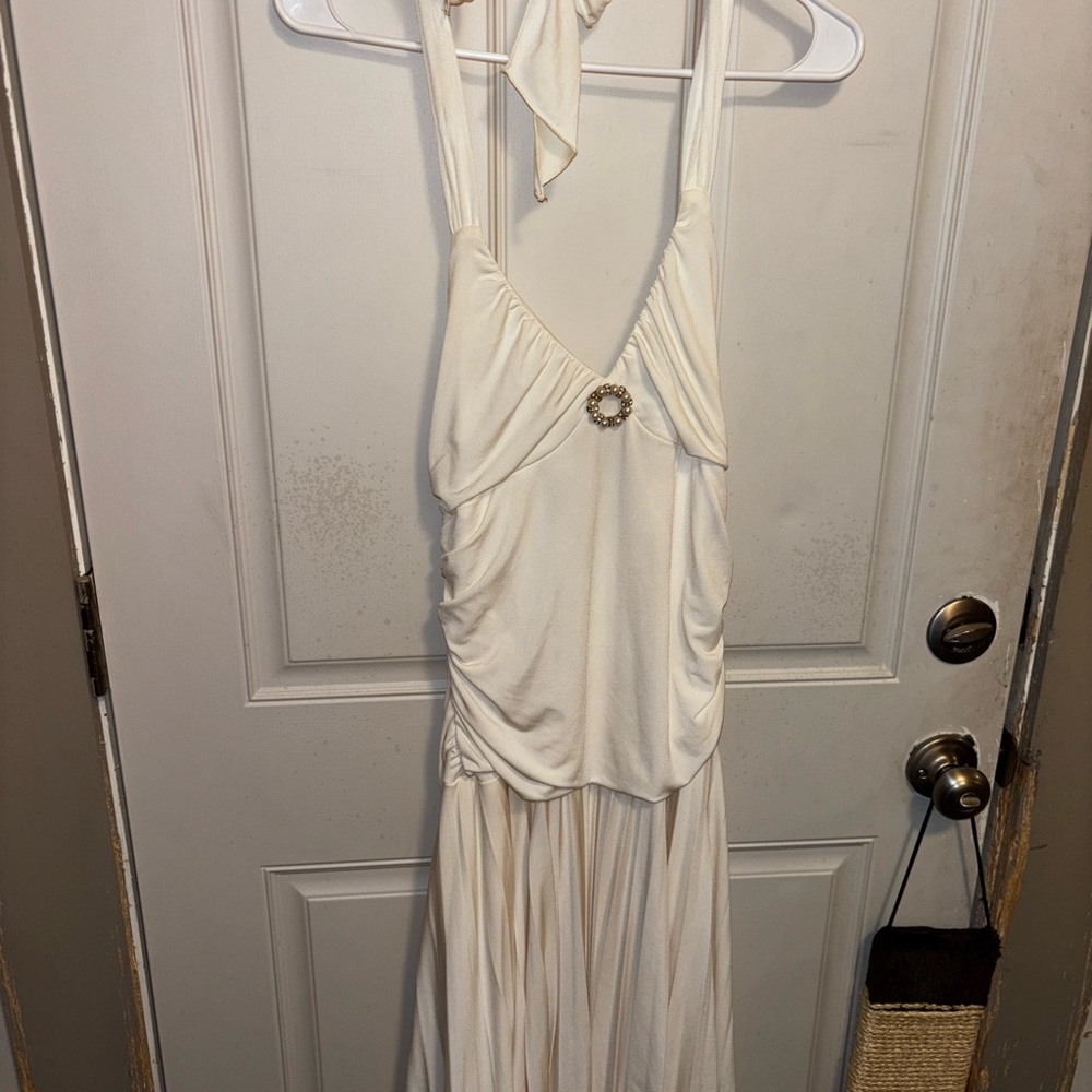 Speechless White Backless Halter Dress